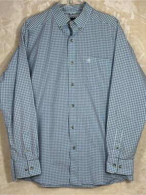 Ariat Pro Mens Western Shirt Blue Plaid Button Down Cotton Polyester Stretch L